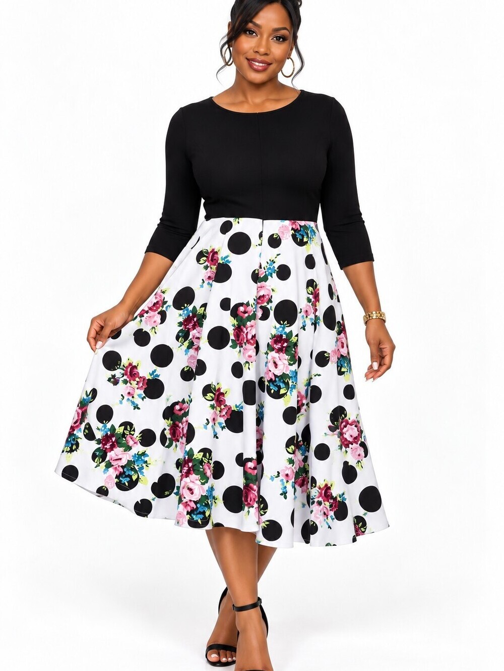 Arista Gems Floral Print Swing Dress